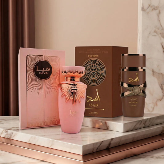 Lattafa Haya + Lattafa Asad Bourbon